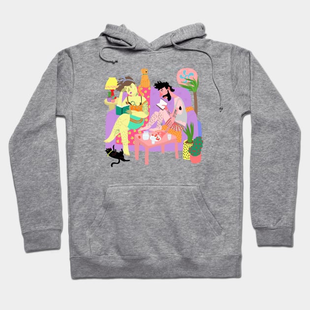 Couple on the couch Hoodie by ezrawsmith